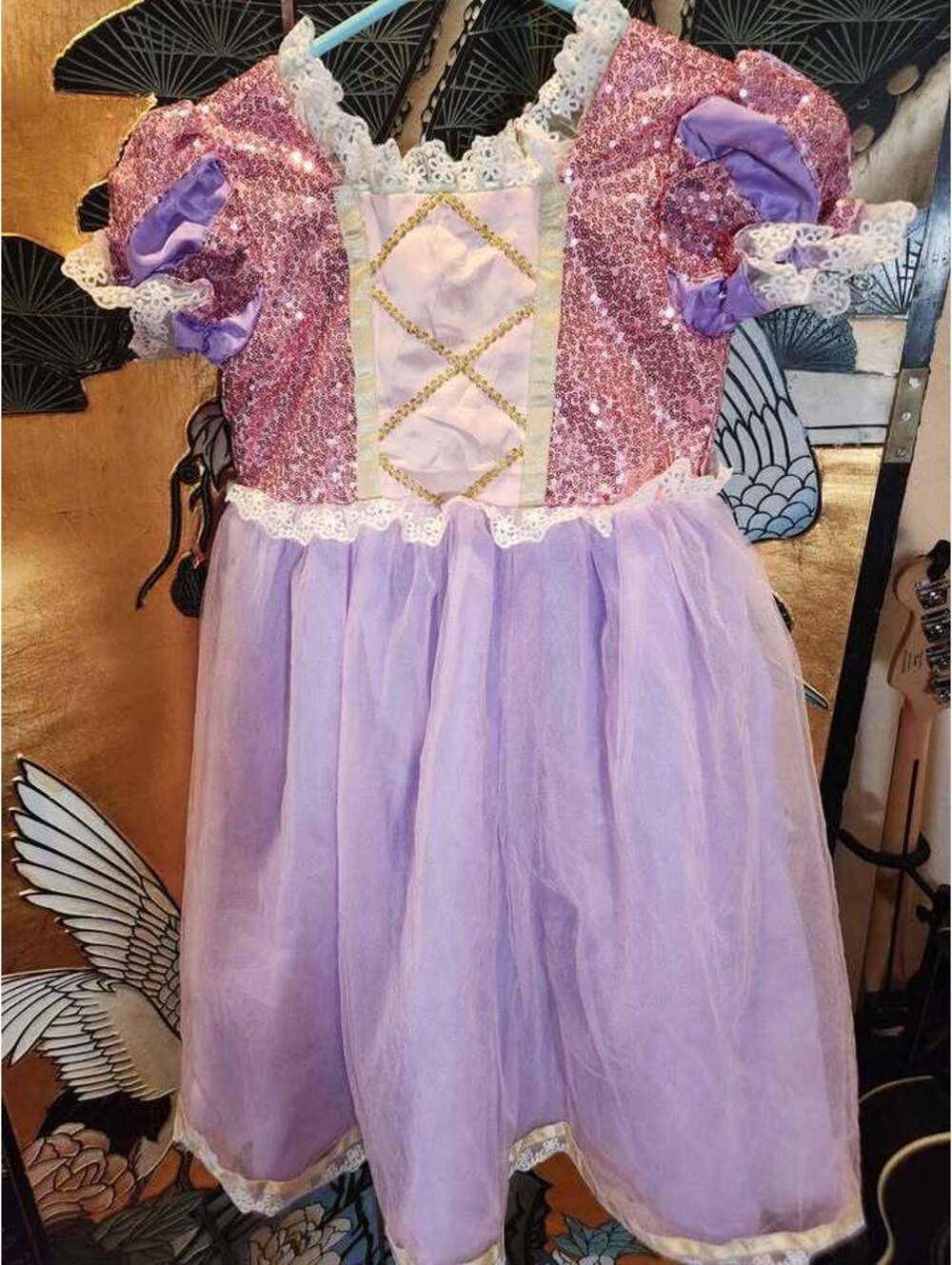 Girls Princess Costume Dress Purple Pink Sequins